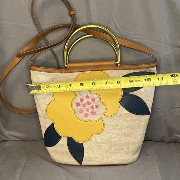 Floral Boho Bucket Top Handle Crossbody, Fossil, Amy, EUC - Picture 9 of 10